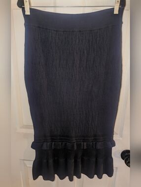 Current Air Black Fish Tail Double Tiered Midi Skirt